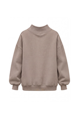Women's Fall Solid Side-Slit Neckline Mock Neck Sweatshirt