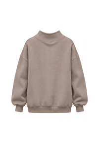 Women's Fall Solid Side-Slit Neckline Mock Neck Sweatshirt