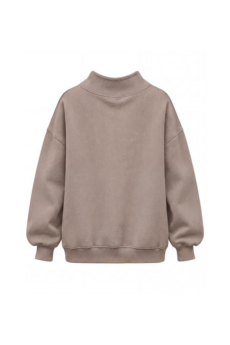 Women's Fall Solid Side-Slit Neckline Mock Neck Sweatshirt