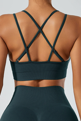 Women's Athletic U-neck Cross Back Spaghetti Straps Bra