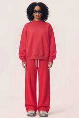 Unisex Fall Fleece Mock Neck Sweatshirt and Sweatpants Sets