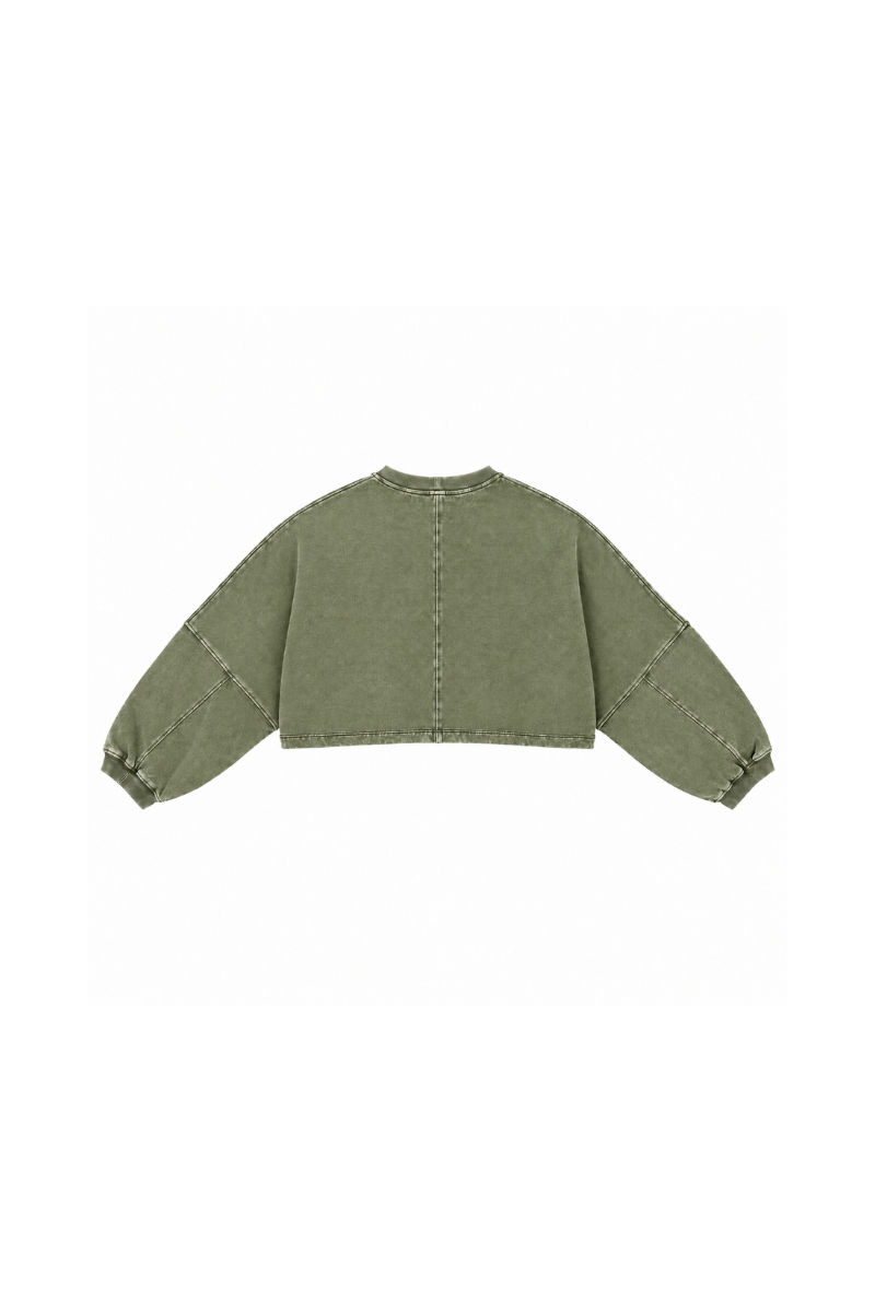 Womens Vintage Washed Cropped Crewneck Sweatshirt