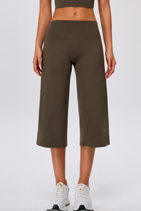 Women's No Front Seam Wide-Leg Cropped Yoga Pants
