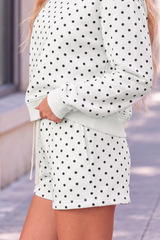 Unisex Fall Polka Dot Elastic Waist Drawstring Casual Shorts