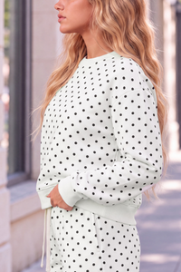 Unisex Fall Cozy Fleece Polka Dot Mockneck Sweatshirt