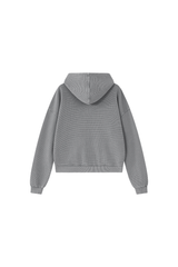 Women's Fall Vintage Washed Waffle Full Zip Up Hooded Jacket