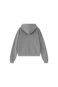 Women's Fall Vintage Washed Waffle Full Zip Up Hooded Jacket