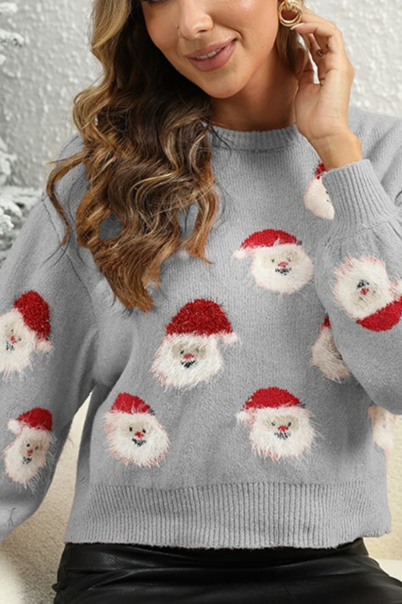 Women's Fall/Winter Christmas Santa Knit Cropped Sweater