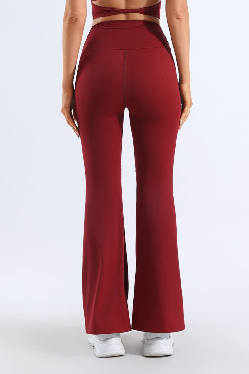 Women's Pleated Waist High-Stretch Yoga Flared Pants
