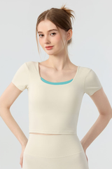 Women's Bow Cutout Back Padded Naked Feel Yoga T-shirt