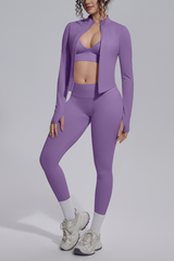 Women's Seamless Yoga Bra & Jacket & Leggings  3-Piece Set