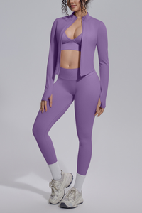 Women's Seamless Yoga Bra & Jacket & Leggings  3-Piece Set