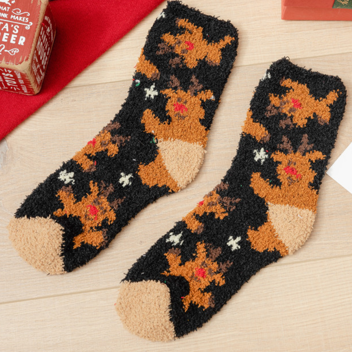 Women's Multicolor Christmas Gift Coral Fleece Socks