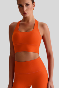 Women Cross Back Naked Feel Sports Bra: Removable Padded Yoga Top + Crisscross Back Design