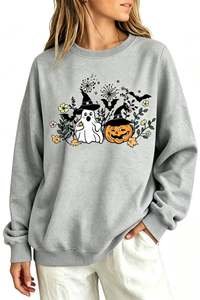 Women's Fall Halloween Witch Ghost Floral Horror Sweatshirt