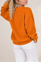 Women's Fall Halloween Cute Pumpkin Glitter Print Pullover