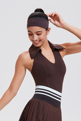 Women's Polo Collar V-Neck Racerback Padded Tennis Tank Top