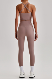 Women's Square Cross Back Tank Top &High Rise Leggings Set