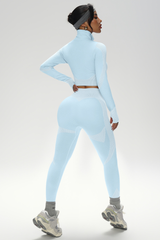 Women's Athletic Stand-Up Collar Seamless 2 Piece Set