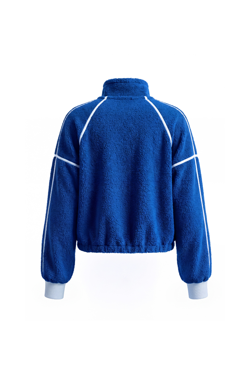 Women's Fall Half Zip Stand Block Drawstring Hem Sweatshirts