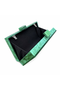 Women's Pearl Handle Acrylic Box Clutch Bag