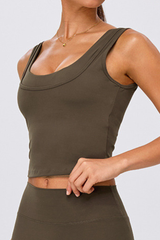 Women's Fake Two Piece U Neck Yoga Tank Top