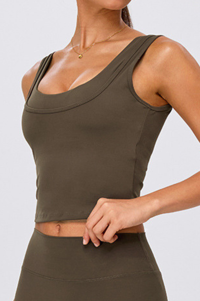 Women's Fake Two Piece U Neck Yoga Tank Top