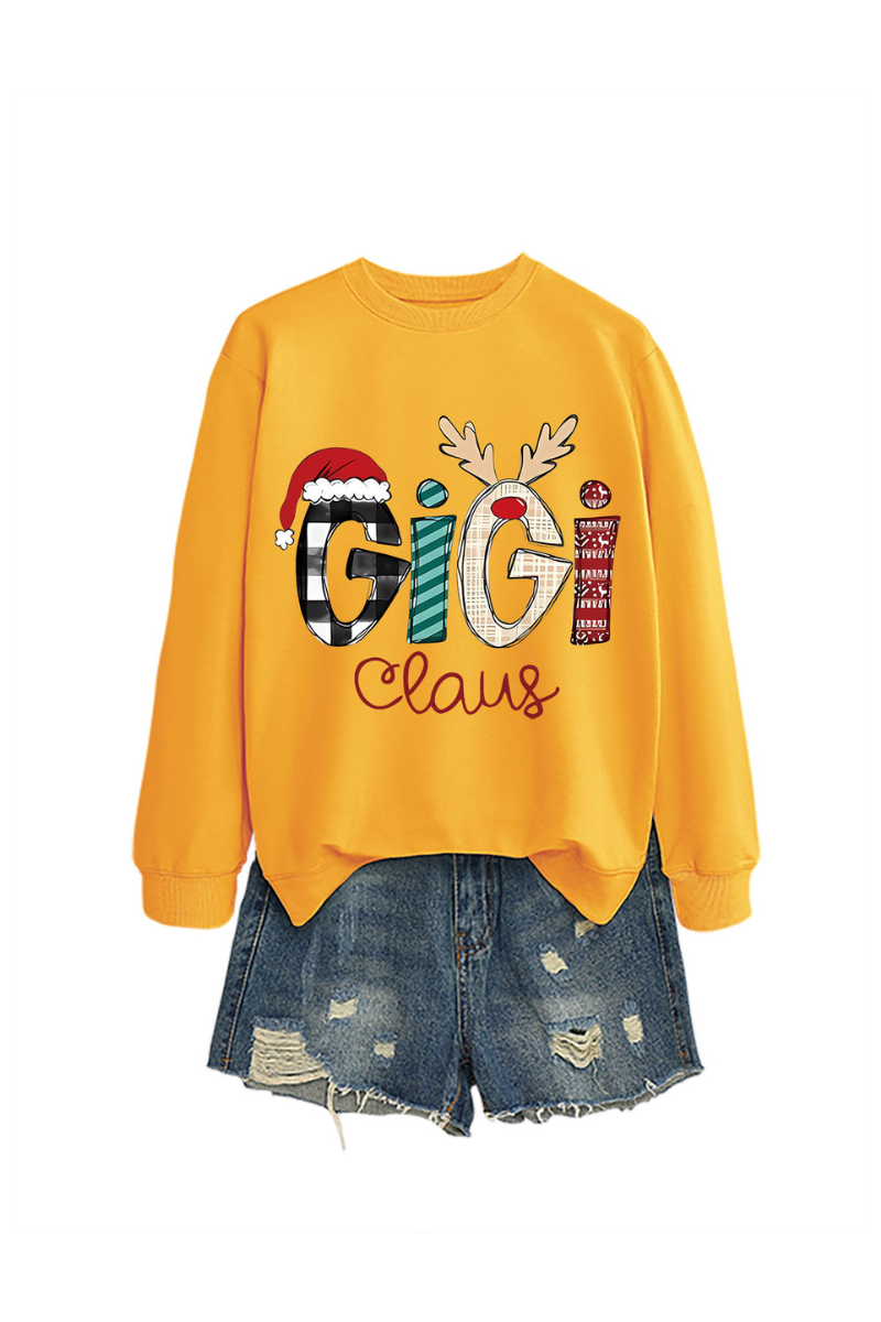 Christmas Print Crew Neck Loose Pullover Sweatshirt