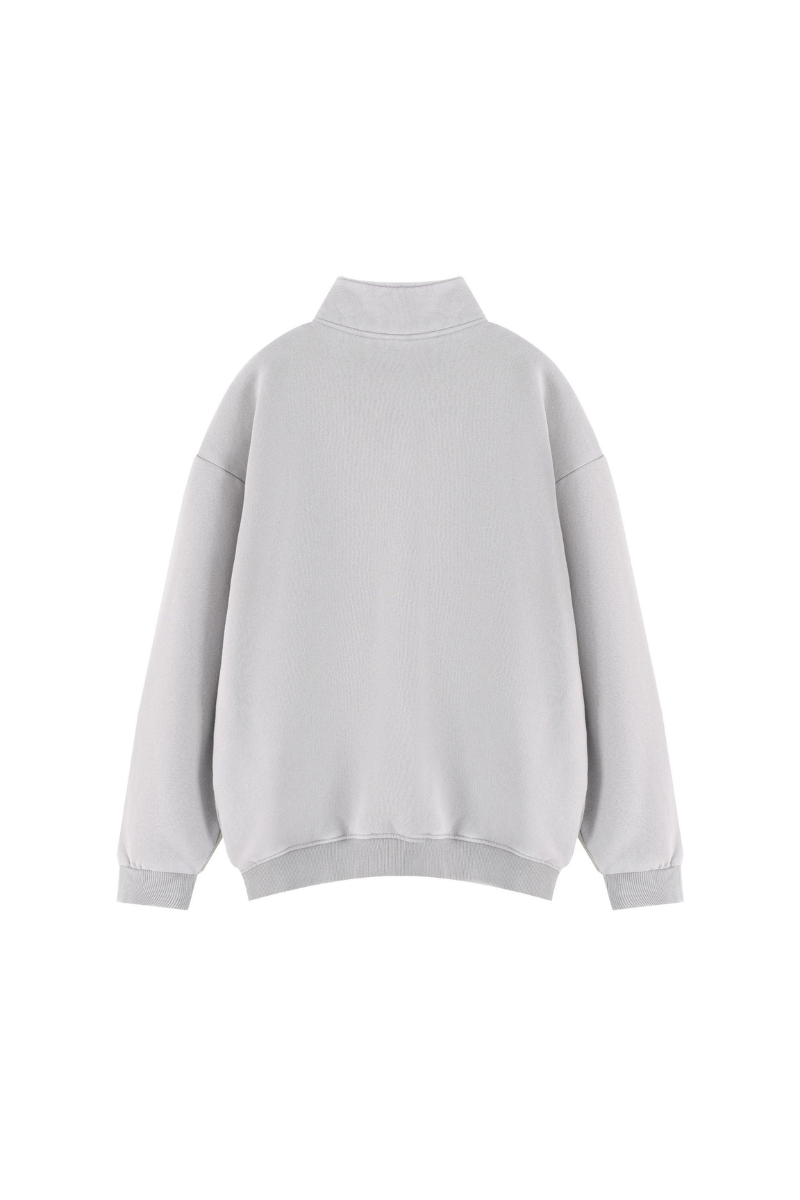 Unisex Fall Vintage Fleece Washed 1/4 Zip Mockneck Sweatshirt