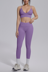 Women's Seamless Triangle Cup Bra&No Front Seam Legings Set