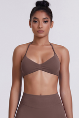 Women's Seamless Pleated Halterneck Sports Bra