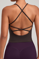 Women's Athletic V-neck Cross Back Tank Top