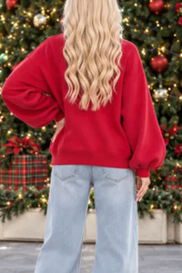 Women's Fall Christmas MERRY Applique Mockneck Sweatshirt