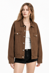 Women's Fall 100% Cotton Oversized Washed Denim Jacket