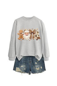 Women's Fall Christmas Santa Bow Printed Multicolor Pullover