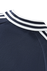 Unisex Preppy Fall 100% Cotton Side Striped Trim Sweatshirt