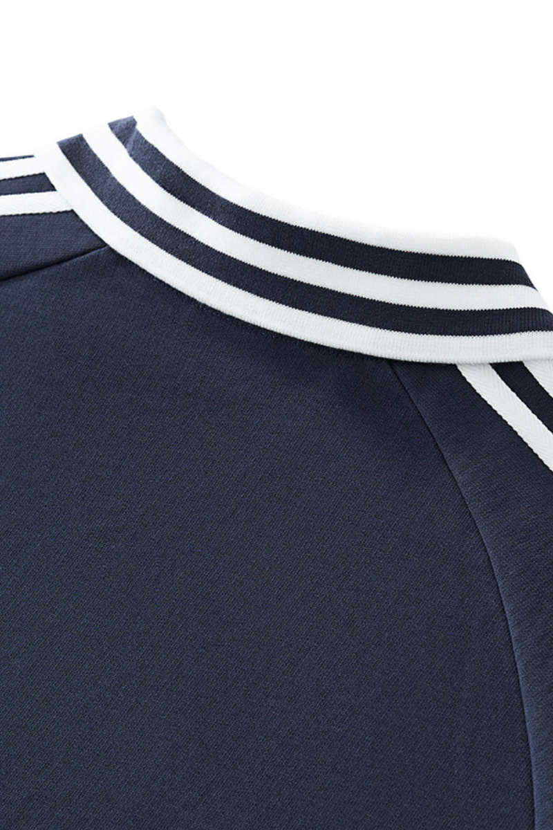 Unisex Preppy Fall 100% Cotton Side Striped Trim Sweatshirt