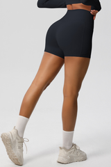 Women's High Waist Side Pocket Yoga Workout Biker Shorts