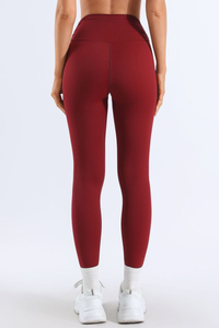 Women's Bare Feel Pleated V-Cross High-Stretch Yoga Leggings