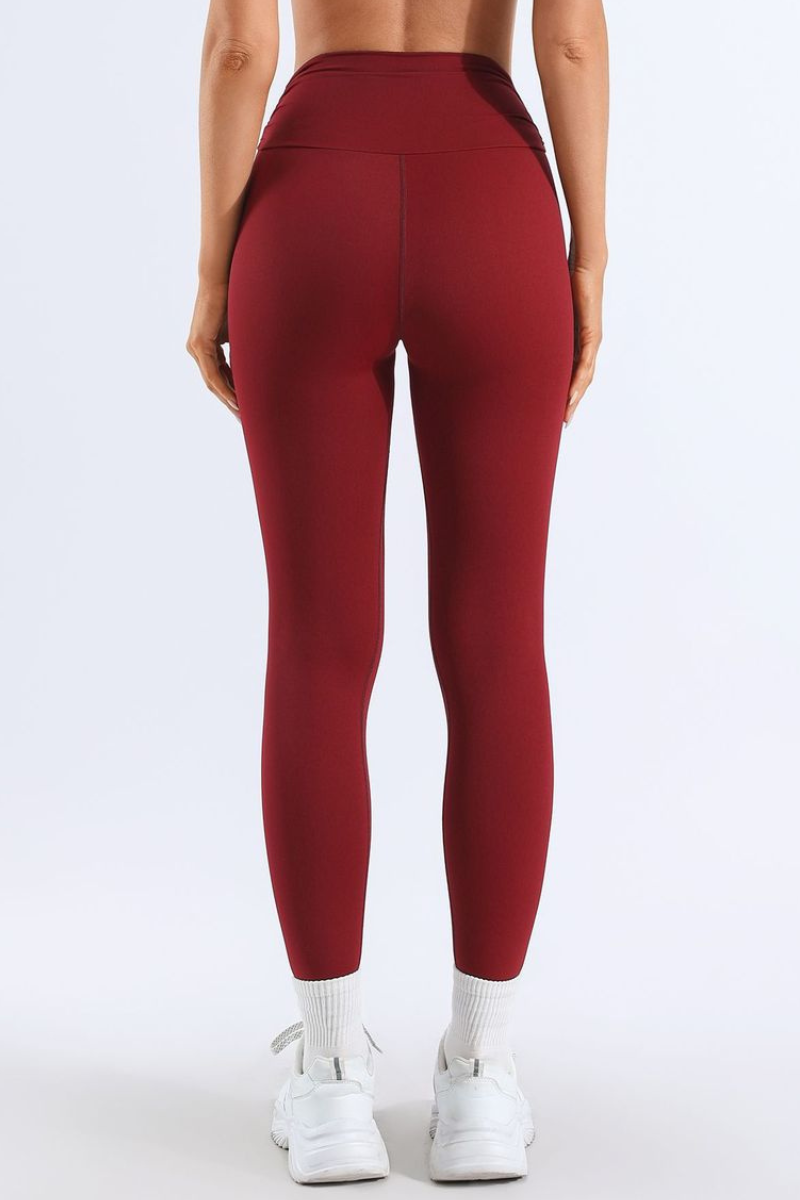 Women's Bare Feel Pleated V-Cross High-Stretch Yoga Leggings