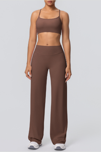 Women's Solid Color Criss-Cross Back Sports Set.