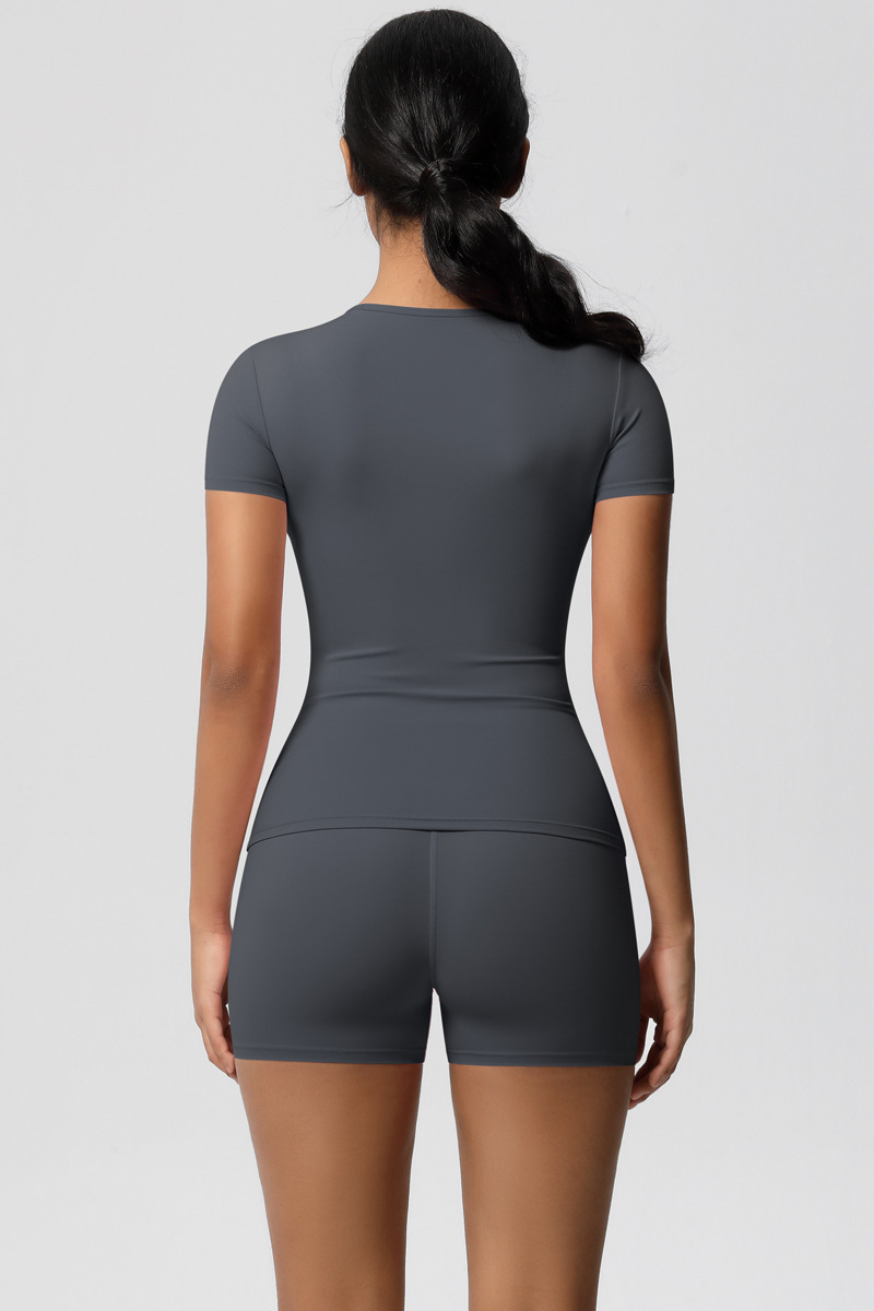 Women Yoga Set: Quick Dry Breathable Short Sleeve + Shorts