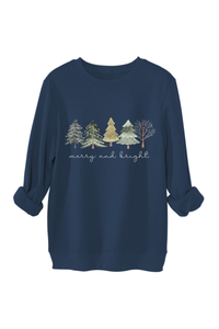 Women's Fall Christmas Tree Print Crew Neck Sweatshirt