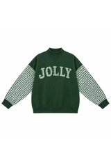 Women's Fall Christmas Letter Embroidery Mockneck Sweatshirt