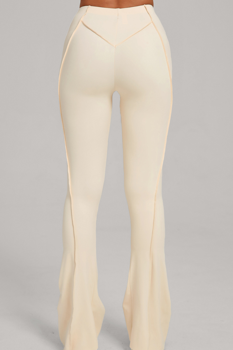 Wide-leg, snug, textured, and high-waisted flared pants