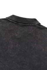 Unisex Fall 100% Cotton Washed Boxy V-Neck Polo Sweatshirt