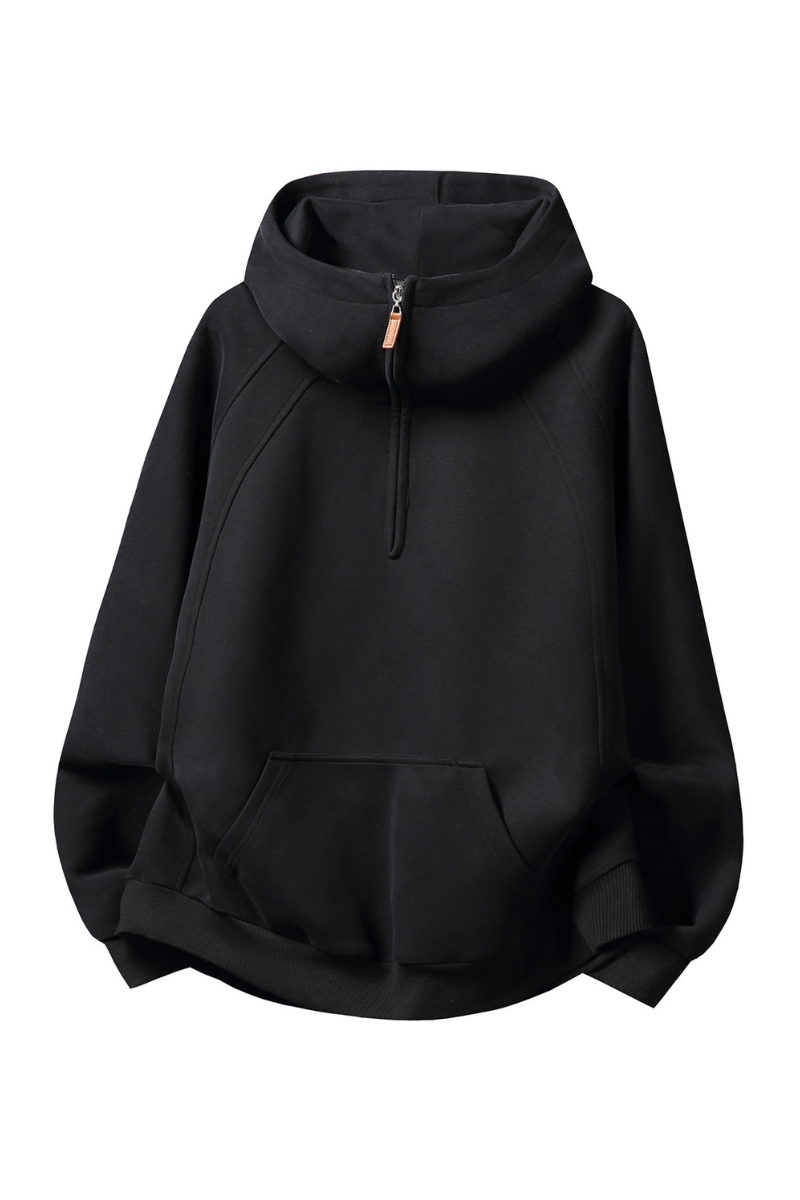 Unisex Fall  Half Zip Relaxed Hooded Sweatshirts