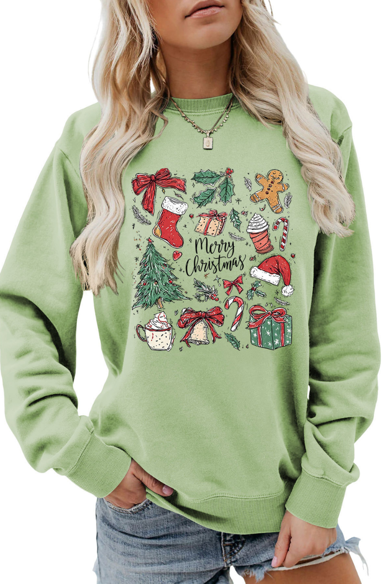 Women's Fall Merry Christmas Graphic Pullover