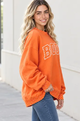 Women's Fall Letter Appliqué Embroidery Mockneck Sweatshirt