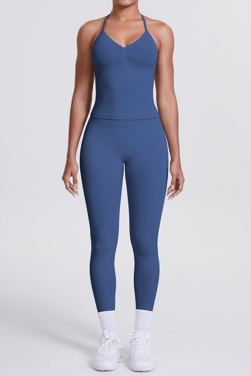 High-Waist Seamless Yoga Set - Halter Neck, Quick-Dry Fitness Outfit